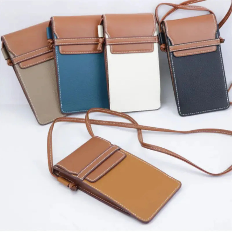 Customized Initials for free genuine leather casual small cell phone bags women mini leather crossbody mobile phone bags250114