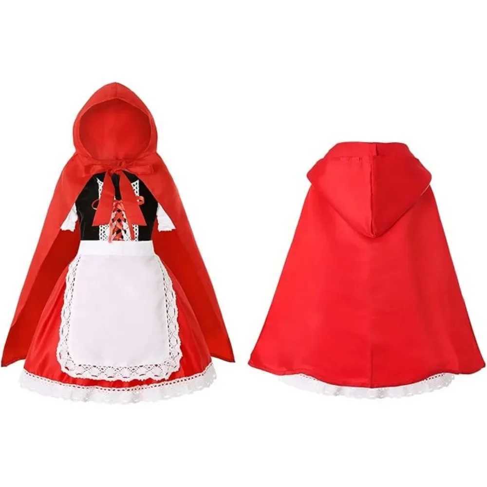 Little Red Riding Hood Girl Costume Childrens Halloween Fairy Tale Storybook Cosplay Princess Dress Hooded Cape W250117