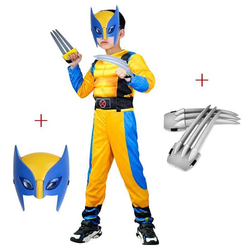 Superhero Wolverine Cosplay Costume Wolf Claws Luxury Mask Jumpsuit Halloween Christmas Bodysuit Muscle Costume Suit W250117