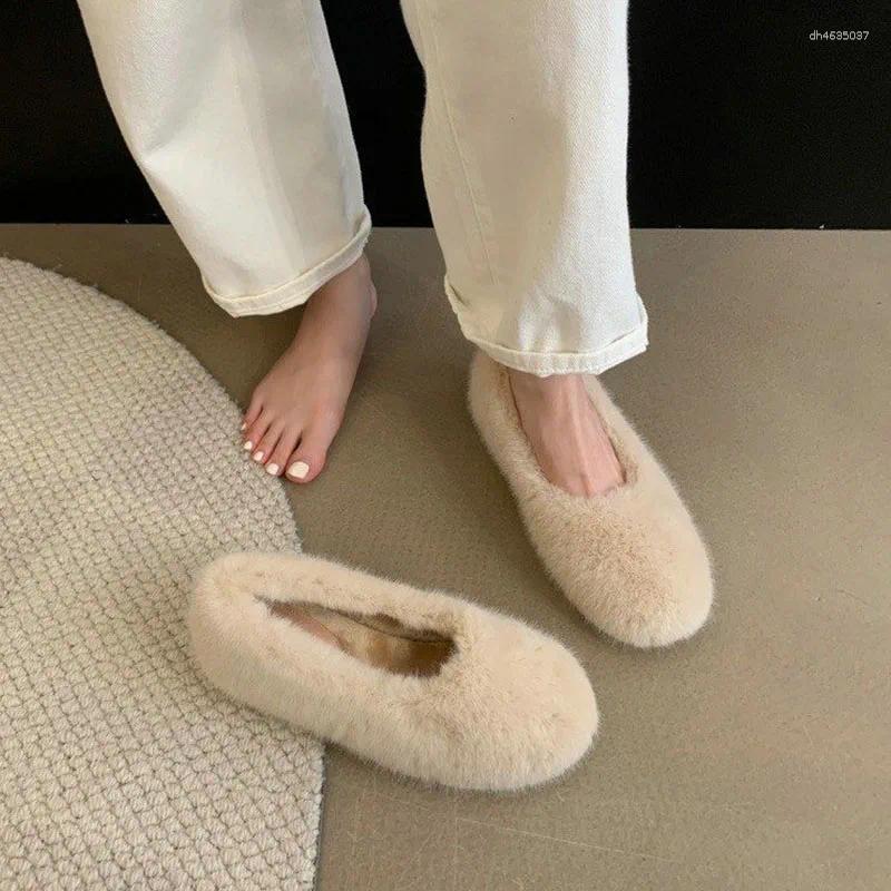 Casual Shoes Winter Women's Keep Warm Plus Veet Flats Fashion Fur Slip On For Women Light Walking atos De r