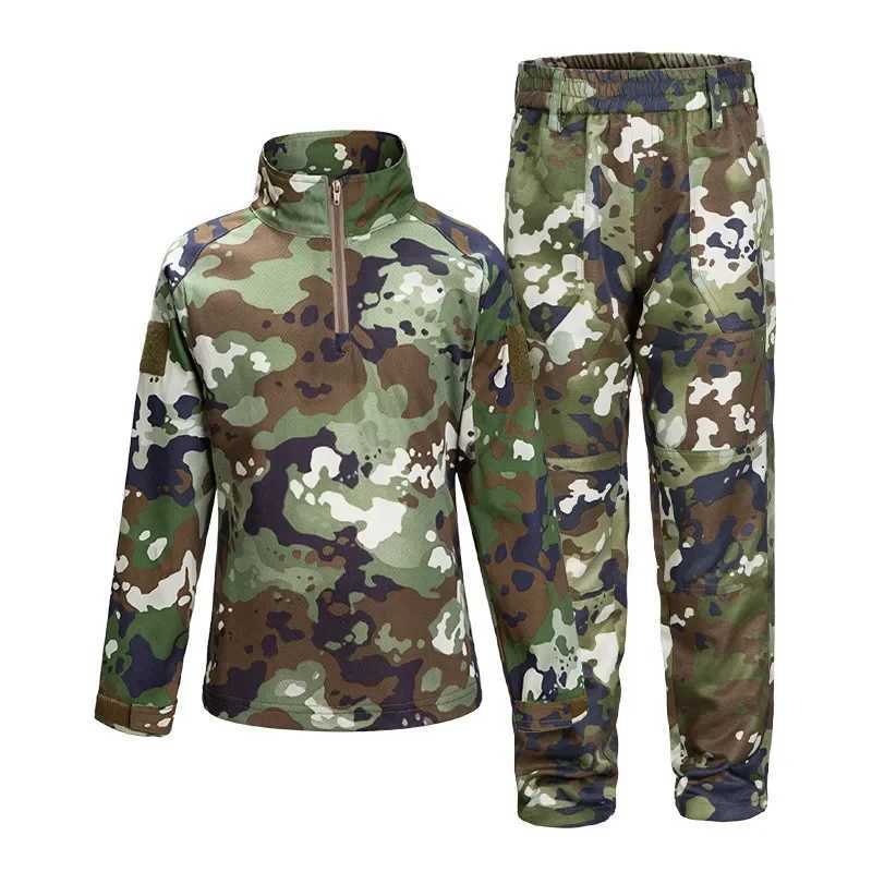Children Camouflage Uniform Suit Breathable Long Sleeve Outdoor Development School Student Summer Camp Military Training Uniform W250117