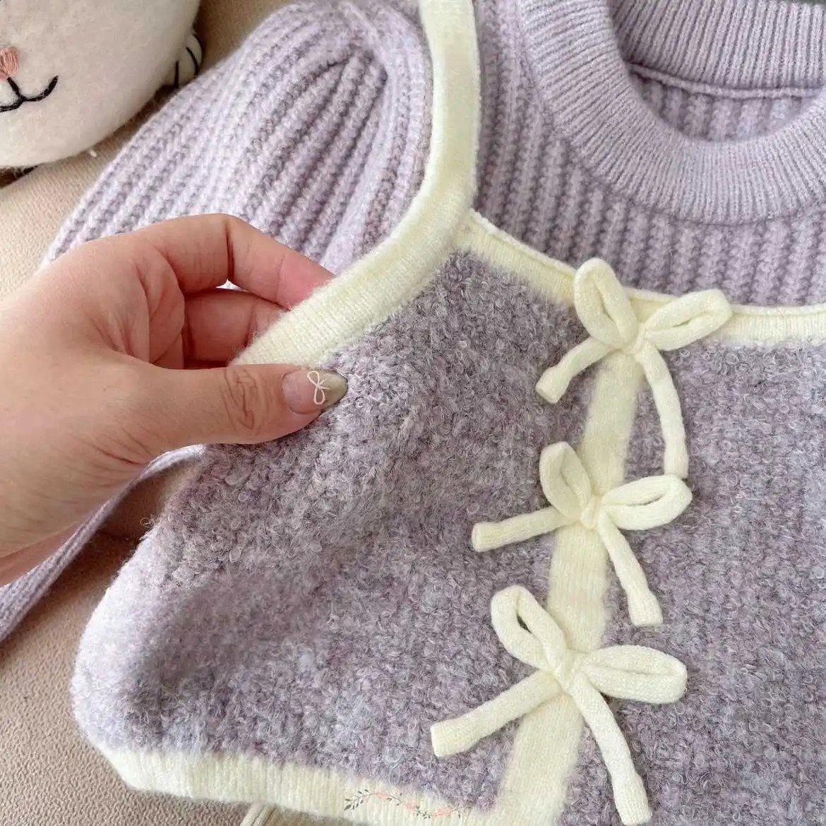 Girls Baby Winter Clothing Set One Piece Knitted SweatersFashion Kids Children Birthday Princess Clothes 250117