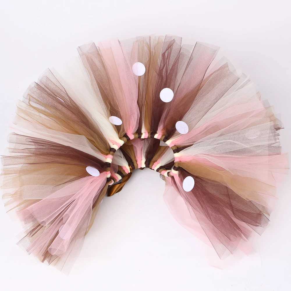 Christmas Costume Kids Reindeer Tulle Skirt Fluffy Brown Deer Girl Tutu Skirt For Halloween Carnival Children Outfit 1-14 Years W250117