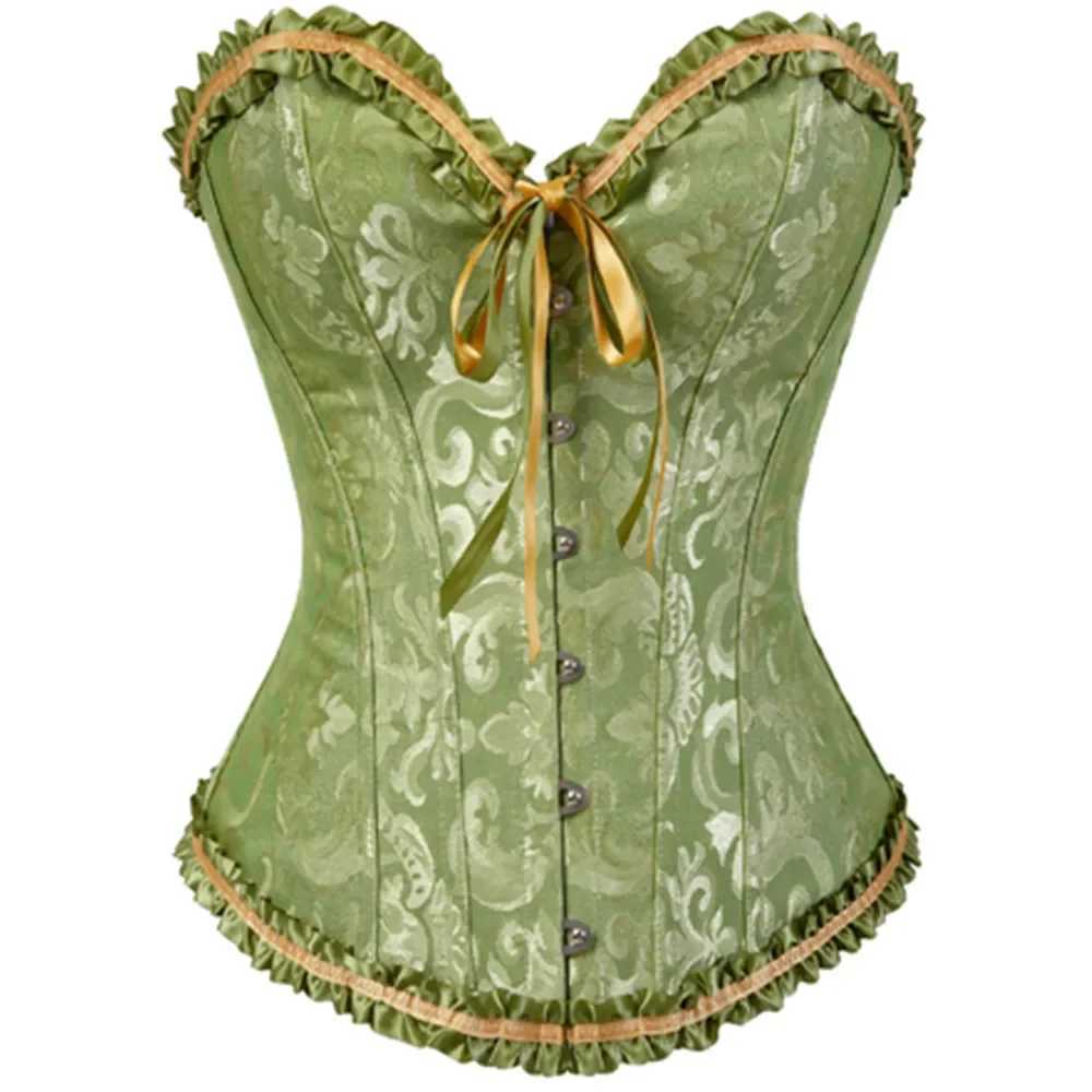 Sexy Bustiers And Corsets Floral Lace Tops For Women Vintage Corset Gothic Overbust Satin Jacquard Corselet W250120