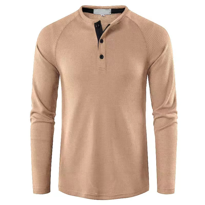 Autumn And Winter New Designer T-shirt European And American Men's Solid Color Long Sleeved T-shirt Henry Shirt Men's Style