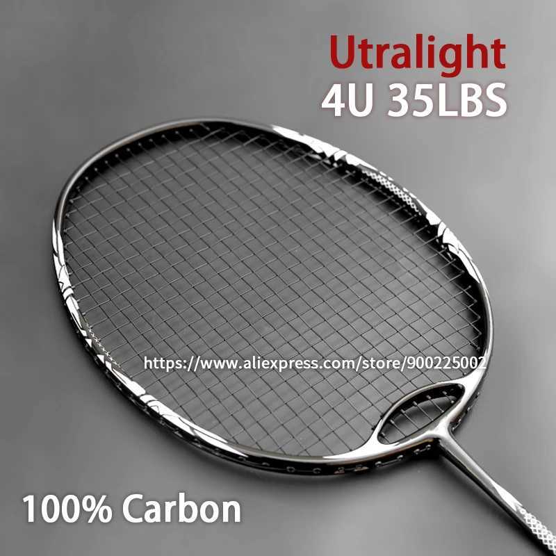 High Tension 35LBS Full Caon Fiber Badminton Rackets With Bags String Professional 4U G5 Offensive Racquet Speed Sports Padel W250121