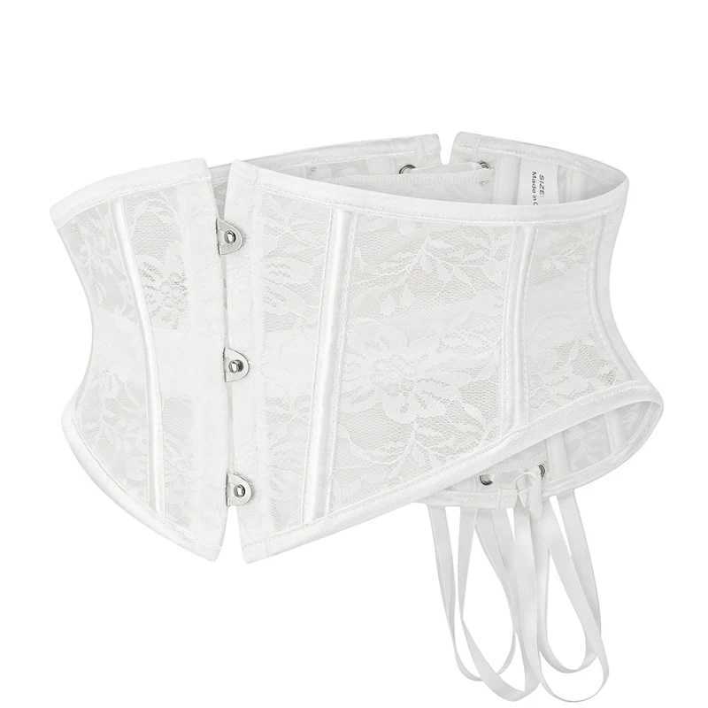 BurVogue Womens 14 Spiral Steel Boned Satin Underbust Waist Training Lace Corset Underbust Corset Sexy Lace Up Bustiers Corset W250120