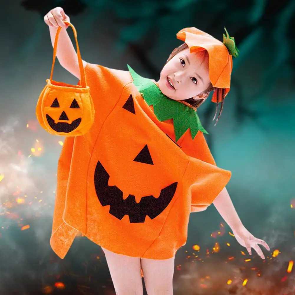 Halloween pumpkin costumes childrens Halloween party role-playing costumes hats candy bags childrens photos props performance costumes W250117