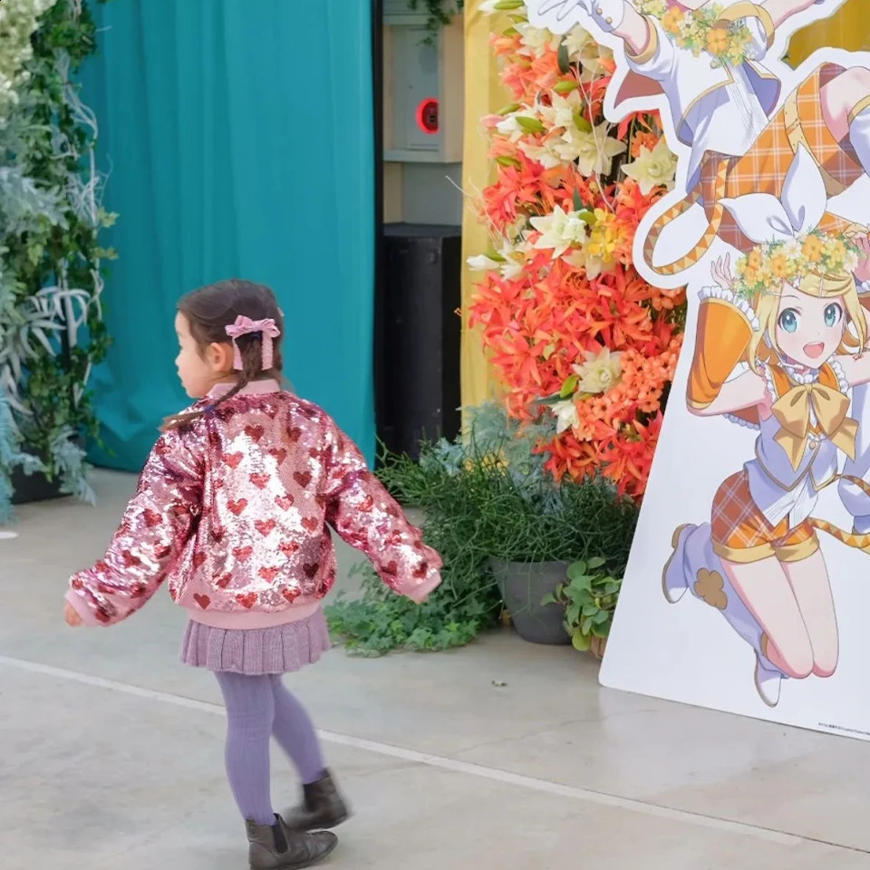 2024 KS Spring Girls Love Sequins Dress Jacket Kid Casual Cute Shiny Mesh Skirt Children Princess Outwear Party Tops Clothes 250114