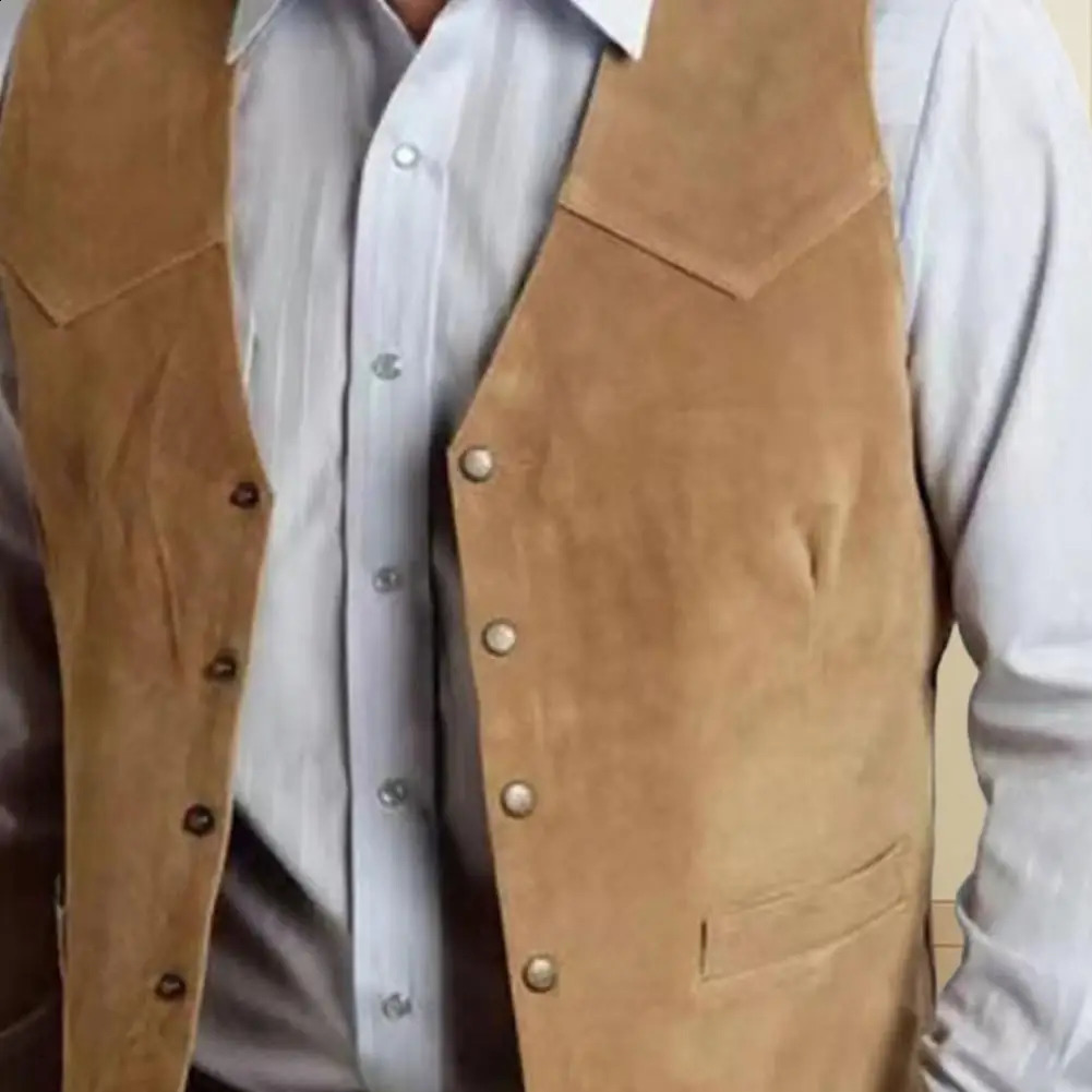 Brown Vest Mens Formal Business Suit Waistcoat Groomsmen For Wedding Cowboy 250114
