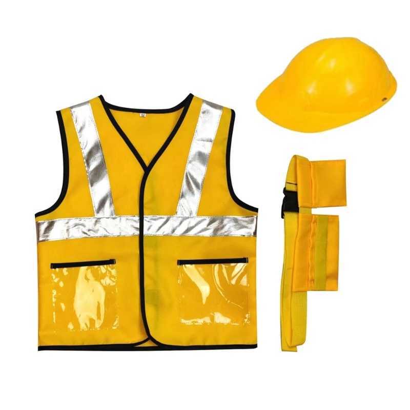 Construction Worker Costume for Kids Belt Construction Hat and Costume Vest Kid Builder Career Outfit for Children Gift W250117