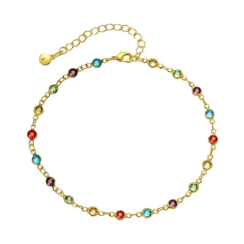 Gold Color Boho Rainbow Anklet for Women Summer Beach Beads Foot Chain Vocation Jewelry Gifts 250114