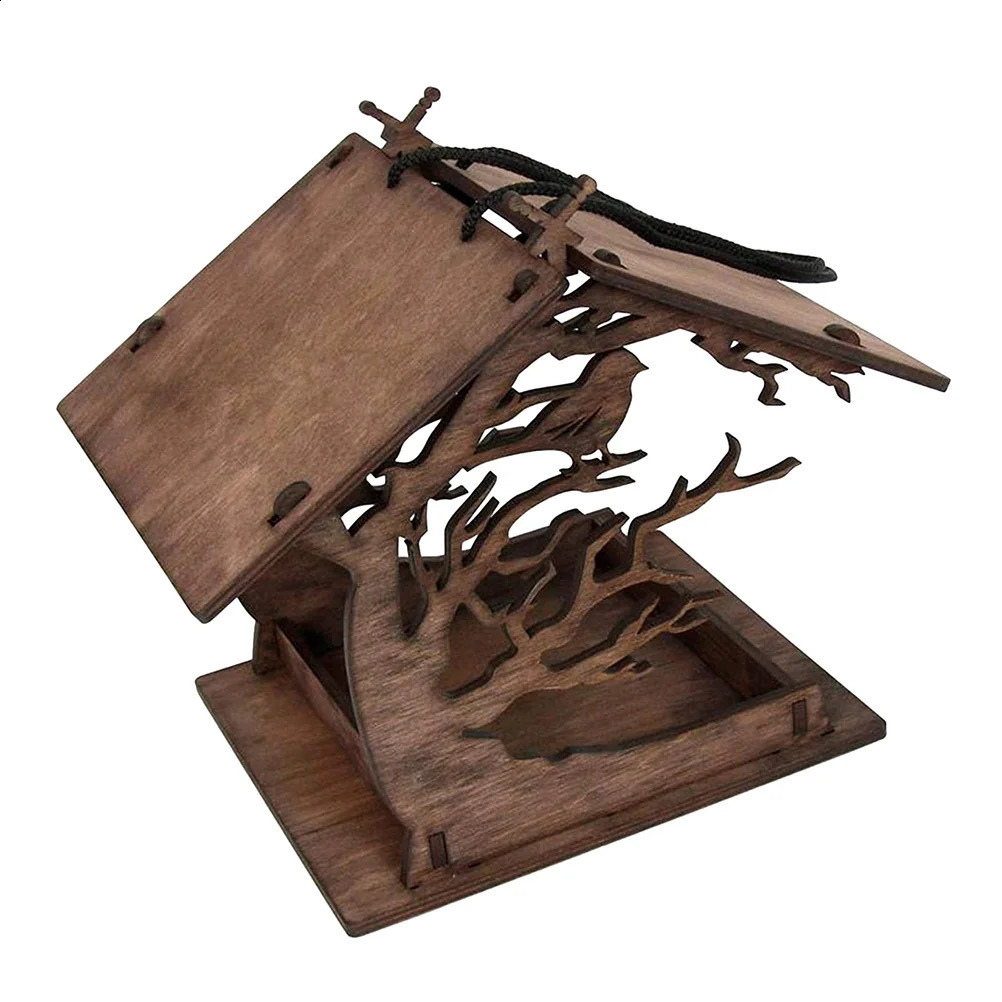 Bird Feeding House Garden Nest Home Food Container Birdhouse Feeder Hanging Wood Feeders 250121