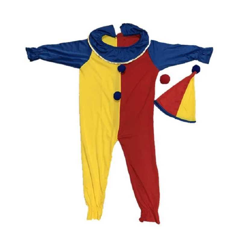 Children Halloween Buffoon Costumes Baby Clown Cosplay Costume Circus Jumpsuits Kids Christmas Day New Year Rompers Hat W250117
