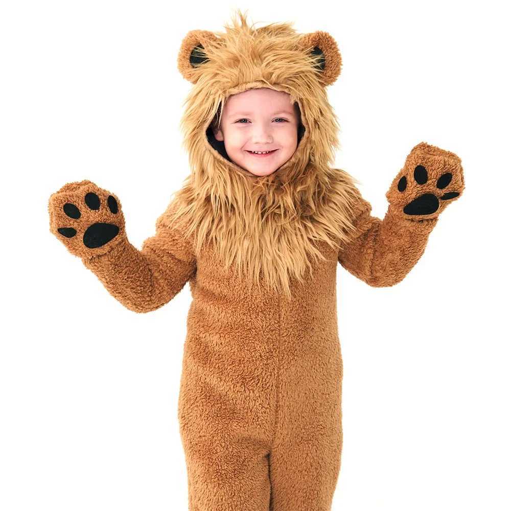 2-12Y Children Kids Lion King Costume for Boys Deluxe Full Set Halloween Purim Animal Themed Party Fancy Dress Fleece W250117