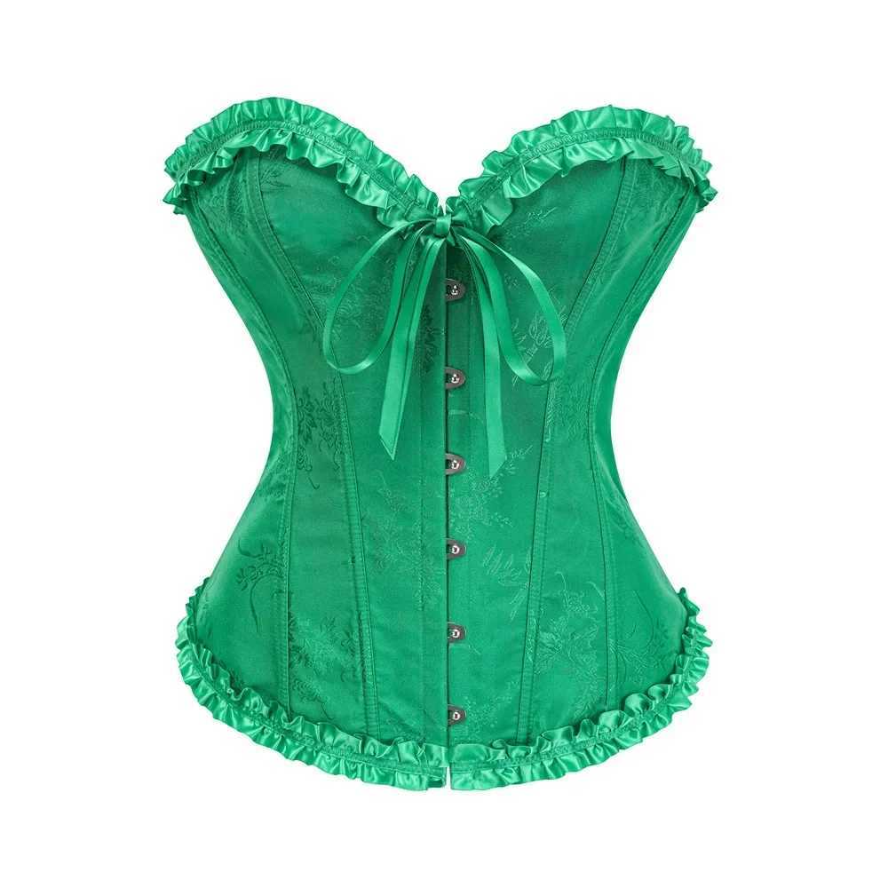 Womens Orange Jacquard Ruffles Trim Sexy Overbust Corset For Women Plus Size Gothic Clothes Slim Waist Body Shaper Bustier XS-2XL W250120