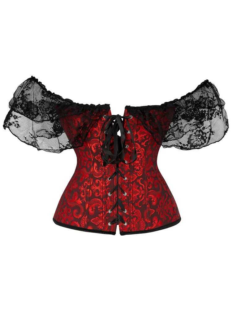 Vintage Corset Women Lace Flounce Slim Waist Fishbone Bandage Bustiers for Wedding Party Dress Shaping Top Harajuku W250120