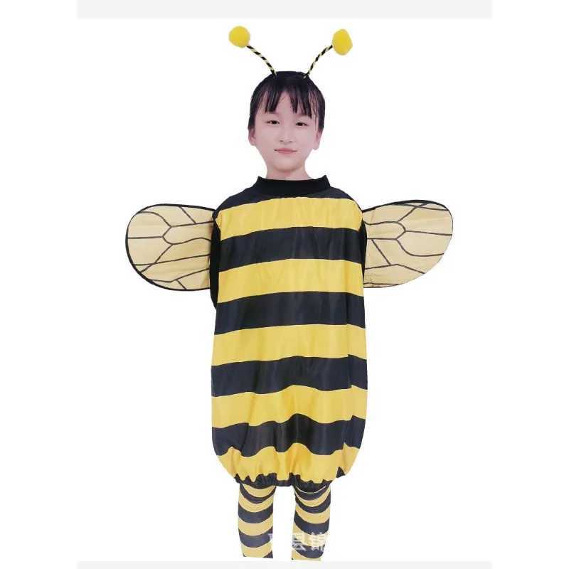 Bee Costume Kids Halloween Cosplay Set Bee Dress with Wings Heandband Leg Sleeves and Hair Hoop for Stage Show Dress Up W250117