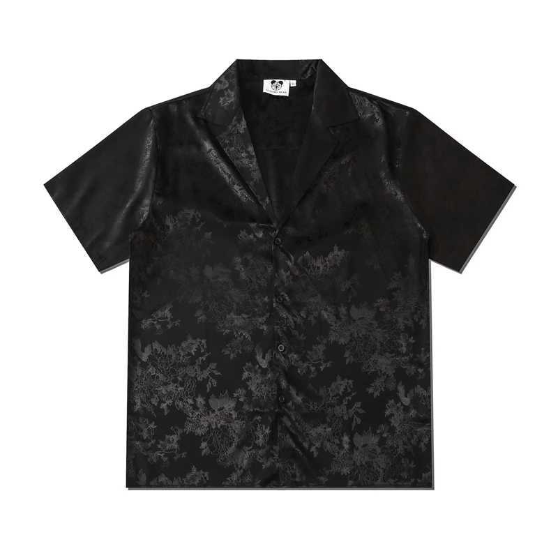 Black icon retro street mens short sleeved summer thin material Hawaiian mens shirt multifunctional design W250118