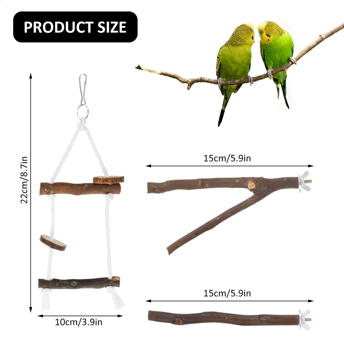 Bird Perch Paw Grinding Fork Natural Wood Bird Stand for Parakeets Chewing Exercise Branches Bird Cage Accessories for Cockatiel 250121