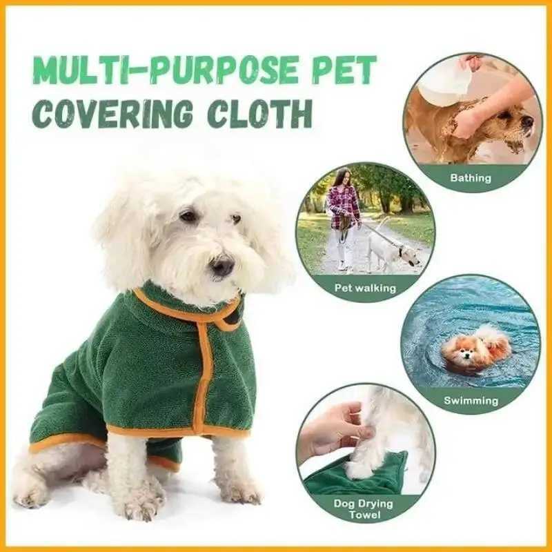 Dog Bathrobe Fast Drying Towel Microfiber Absorbent Soft Bath Robe Adjustable Towel Grooming Coat Dog grooming Pet Accessories M250118