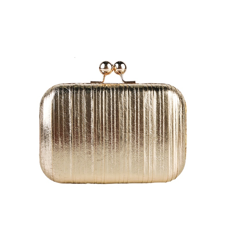 Fashionable Pleated Dinner Metallic Shiny Dress Women's Bag, Versatile Evening Bag