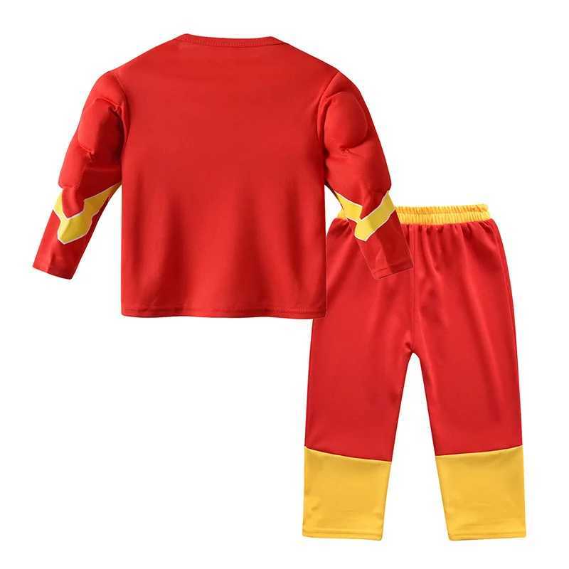 Children The Flash-Man Cosplay Costume Boys Girls Tops Pants Mask Muscle Suit Children Party Halloween Costume Casual Clothes W250117