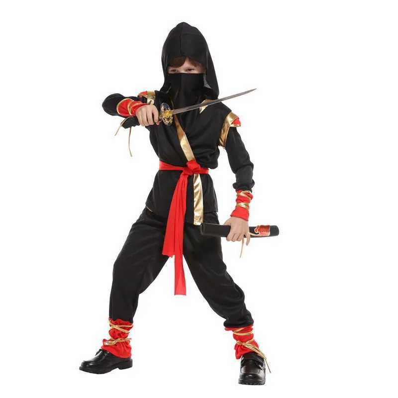 Carnival boys childrens ninja costume role-playing assassin warrior hooded set childrens Halloween ninja sword fancy dress up W250117