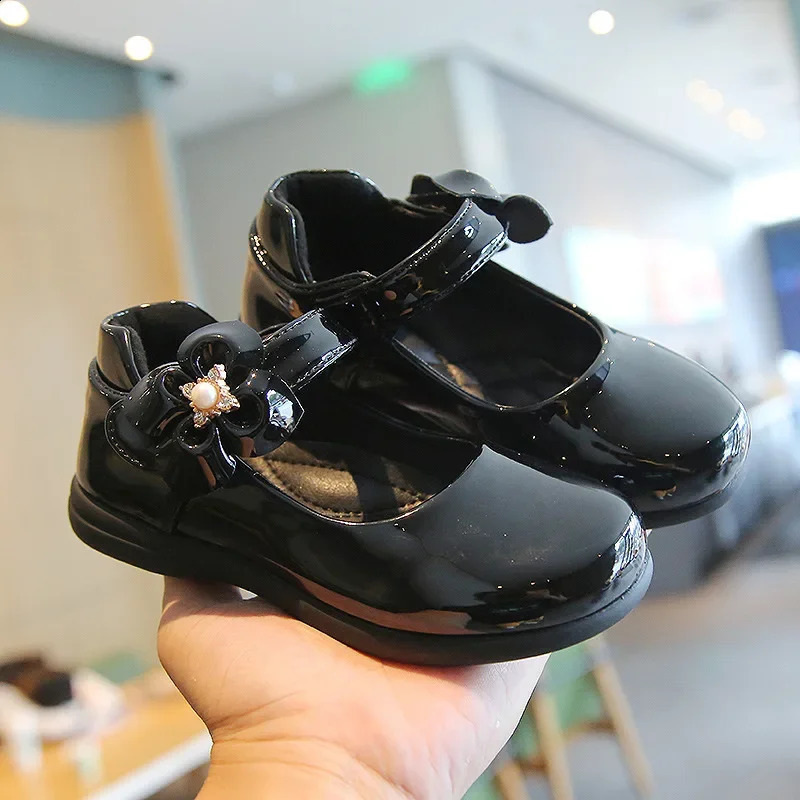 Girls Black Party Leather Shoes British Style Soft Kids Fashion Sweet Princess Mary Jane Performance 2024 School Dress Shoes 250121