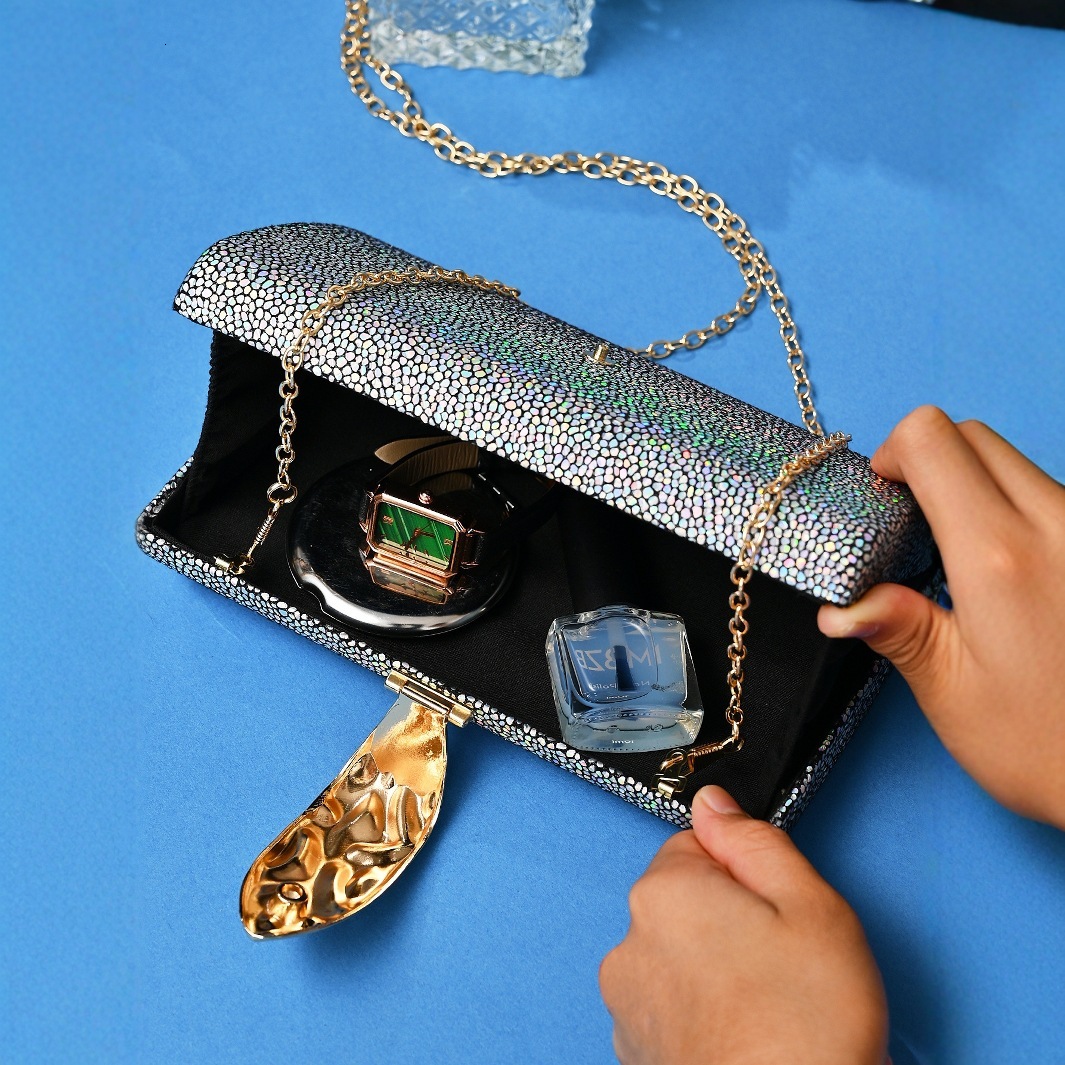 Colorful Metal Crack Simple Dinner Personalized Dress, Wedding Hand-Held Bag, Evening Bag