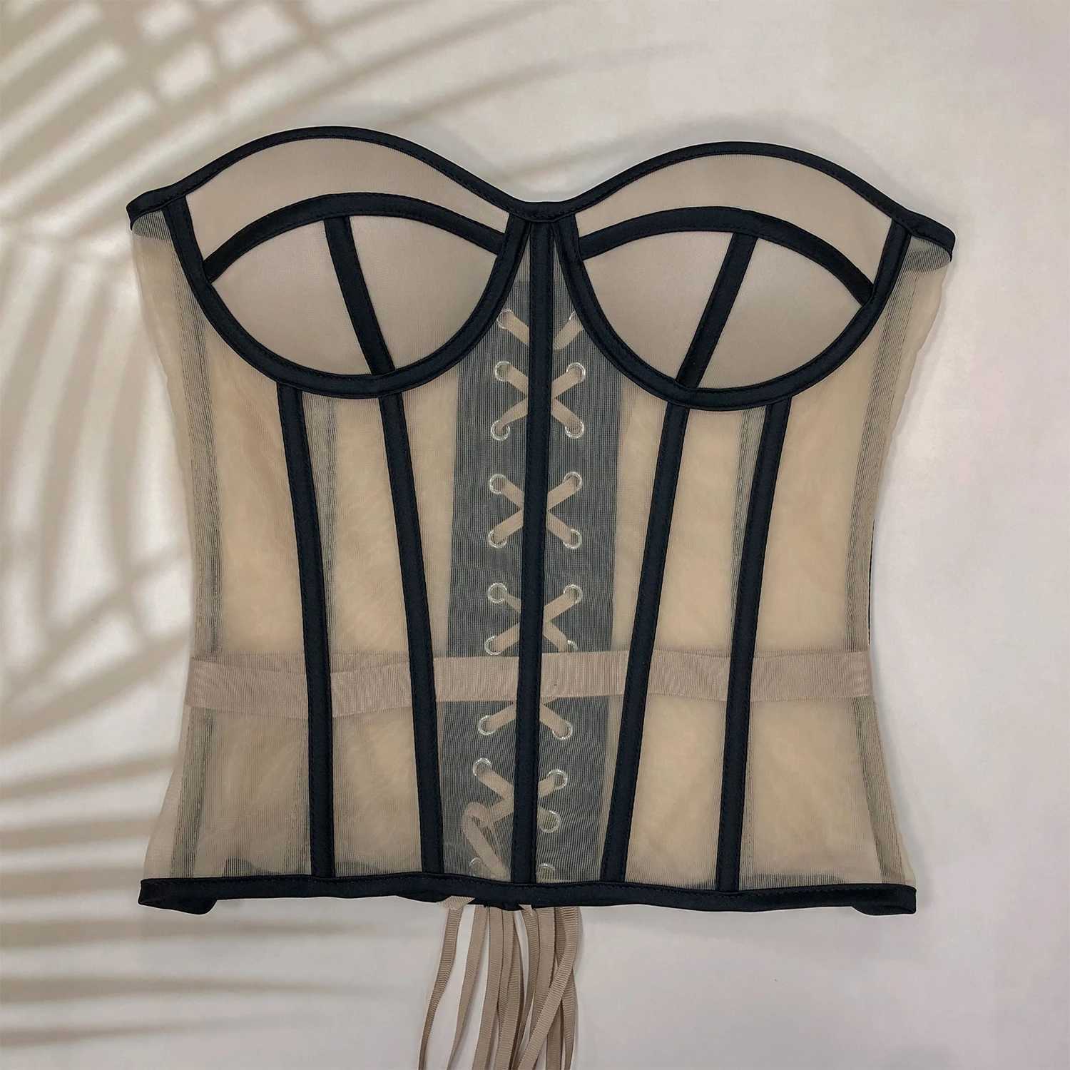 Steel Bone Sexy Gothic Corset Women Transparent Bra Party Lingerie and Waist Cincher Bustiers Top Workout Shape Body Belt W250120