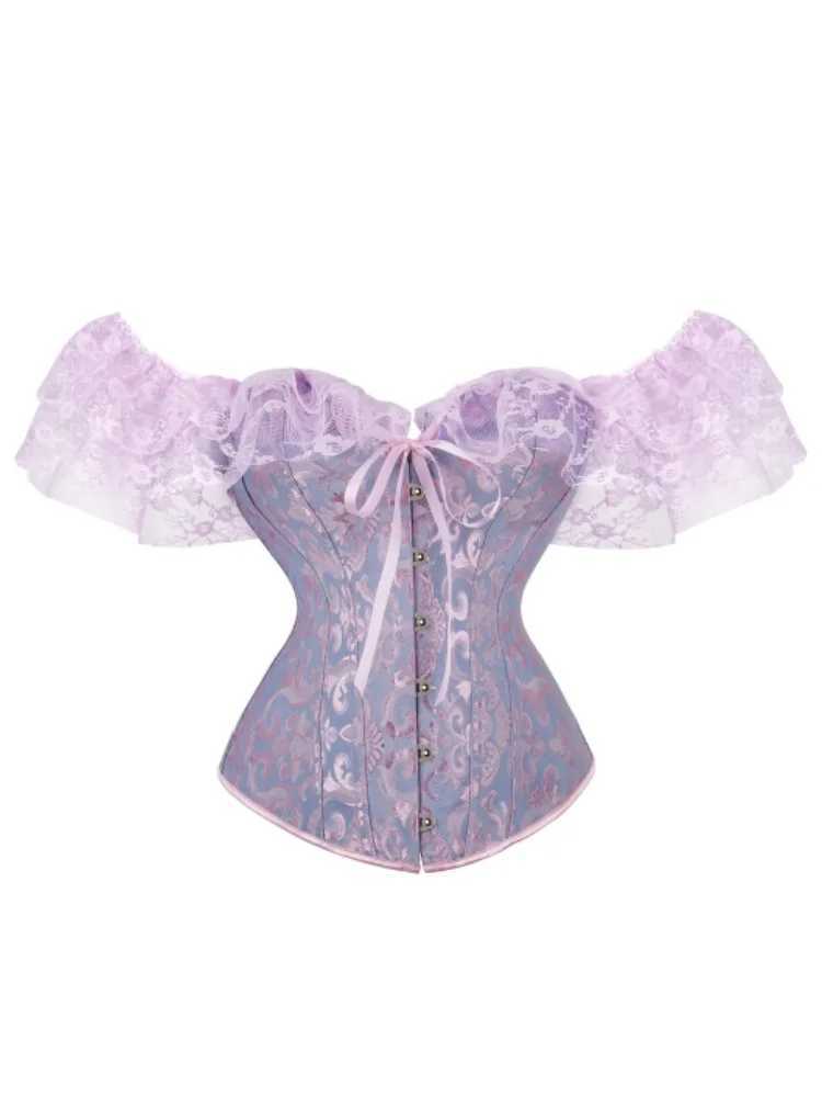 Vintage Corset Women Lace Flounce Slim Waist Fishbone Bandage Bustiers for Wedding Party Dress Shaping Top Harajuku W250120