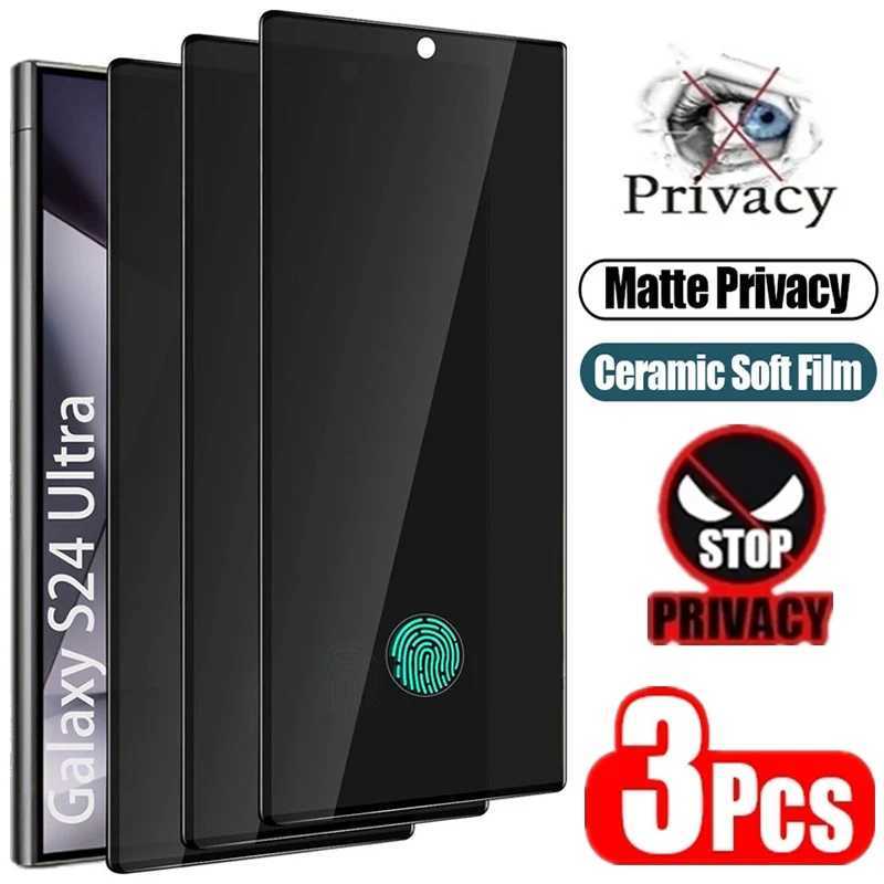 Three matte ceramic privacy sCREEn protectors for Galaxy S21 S20 S22 S23 Ultra Note 20 10 S8 S9 S10 Plus anti spy movies M250120