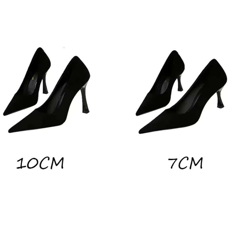 Women Elegant 7cm 10cm Thin High Heels Pointed Toe Party Bla Pumps Lady Western Style Simplicity Formal Shallow Shoes
