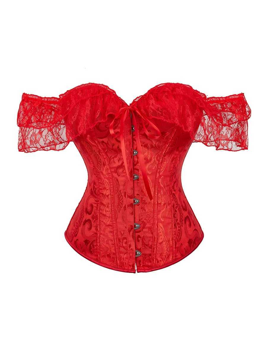 Vintage Corset Women Lace Flounce Slim Waist Fishbone Bandage Bustiers for Wedding Party Dress Shaping Top Harajuku W250120