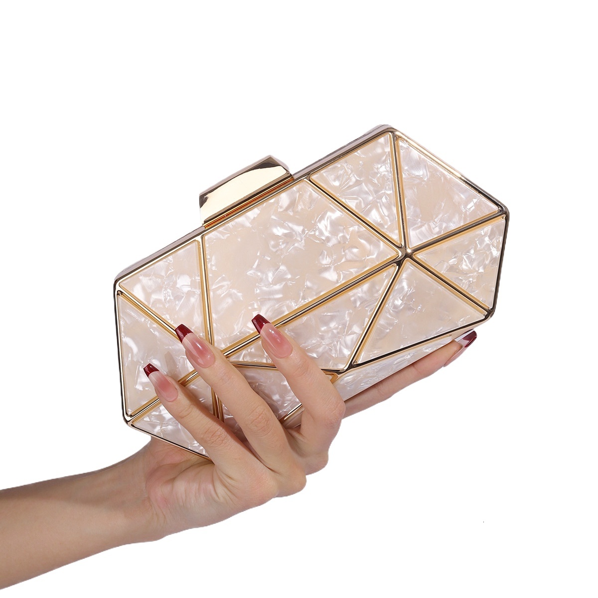 New Acrylic Metal Water Chestnut With Socialite Temperament, One Shoulder Diagonal Chain Bag, Women's Hand-Held Dinner Bag