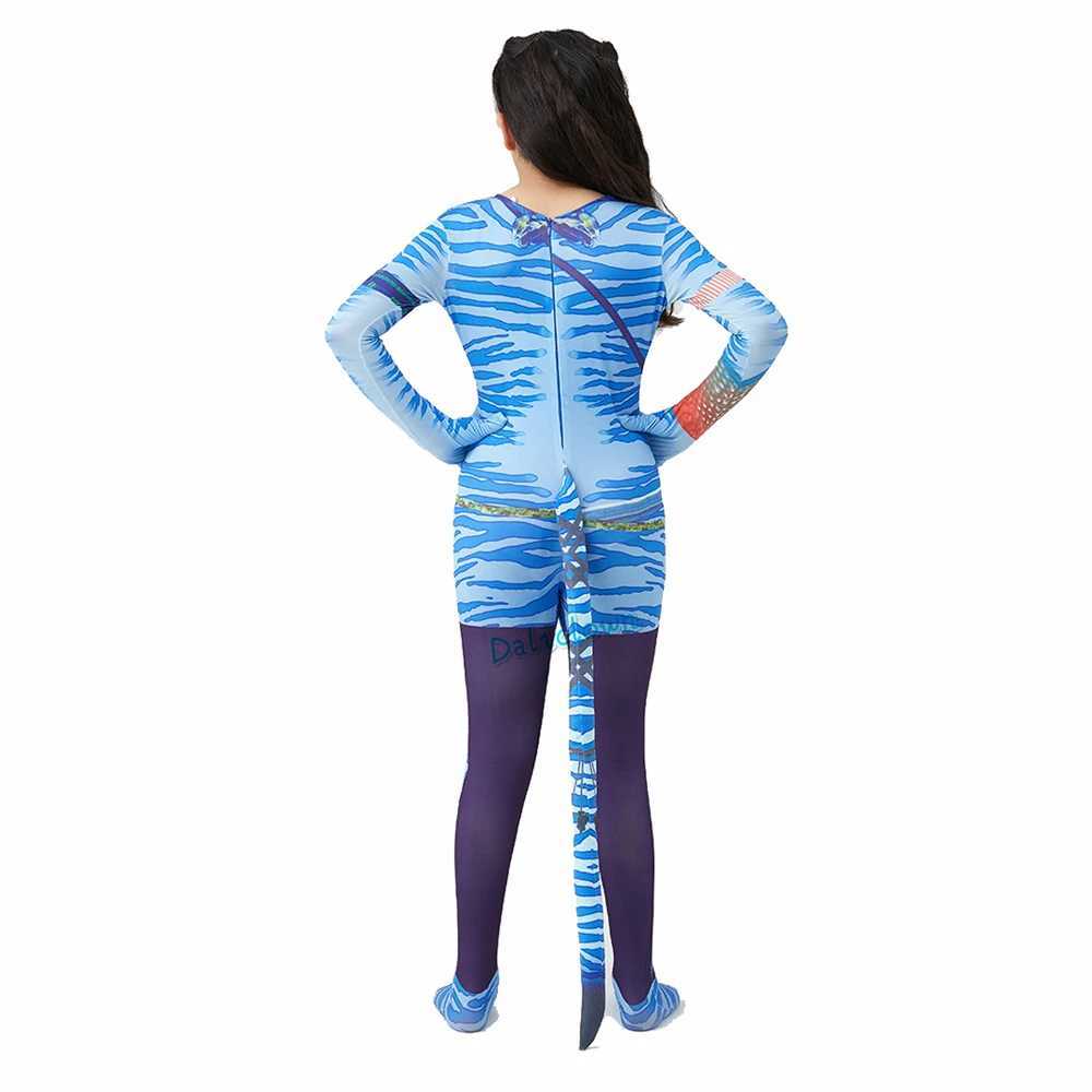 Avatar Halloween Costume For Kids Girls Boy Avatar The Way of Water Tail Bodysuit Cosplay Alien Costume Birthday Party Clothes W250117