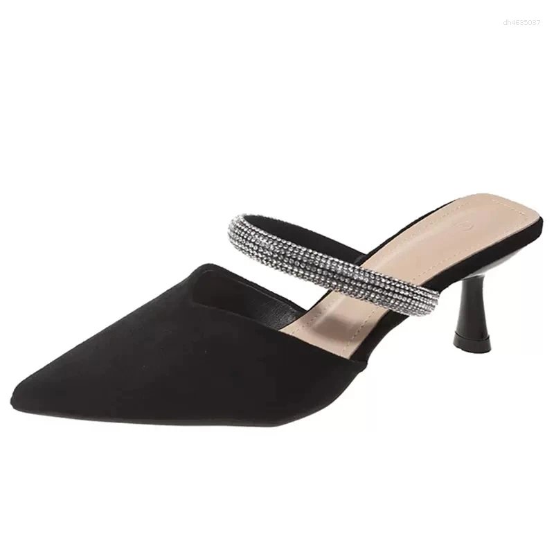 Dress Shoes 2025 Bow All-in-one Pointed Middle And Flip-ps Lazy Bun Head Heelless Outside Wear Half Slippers zhanyishengli