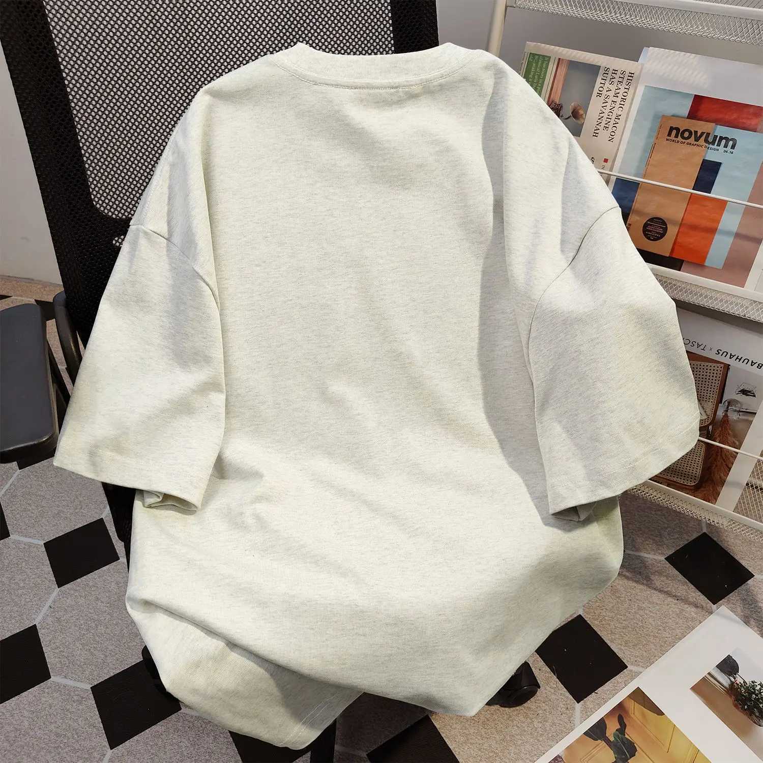 American hip-hop high street men and women trendy personality book print round neck short sleeved couple loose Harajuku top y2k W250117