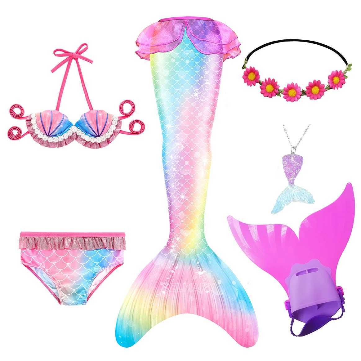 Mermaid costume for children mermaid tail swimming can be added. Single finned girl childrens mermaid costume role-playing birthday gift W250117