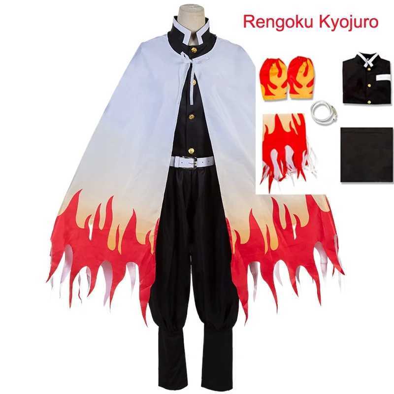 Anime Train Mugen Demon Slayer Rengoku Kyojuro Cosplay Costumes Kimetsu No Yaiba Robe Suits For Adult Kids Wigs Cos Outfit Party W250117