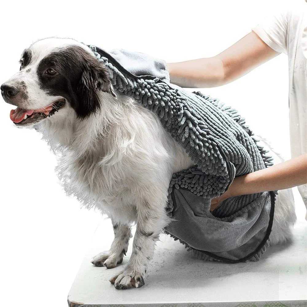 Large Dog Shammy Towel Ultra Absorbent Durable For Dogs Cats All Breeds Quick Drying Bath Towels Of Hand Pockets Indoor Outdoor M250118