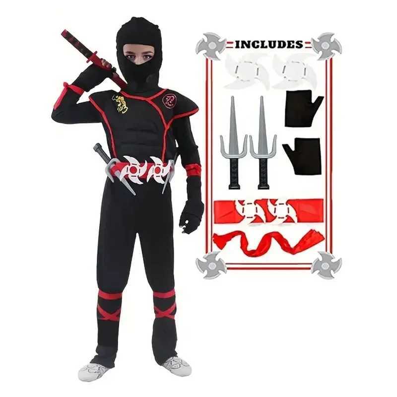 Carnival Boys Kids Ninja Costume Cosplay Assassin Samurai Warrior Muscle Jumpsuit Children Halloween Fancy Dress Up W250117