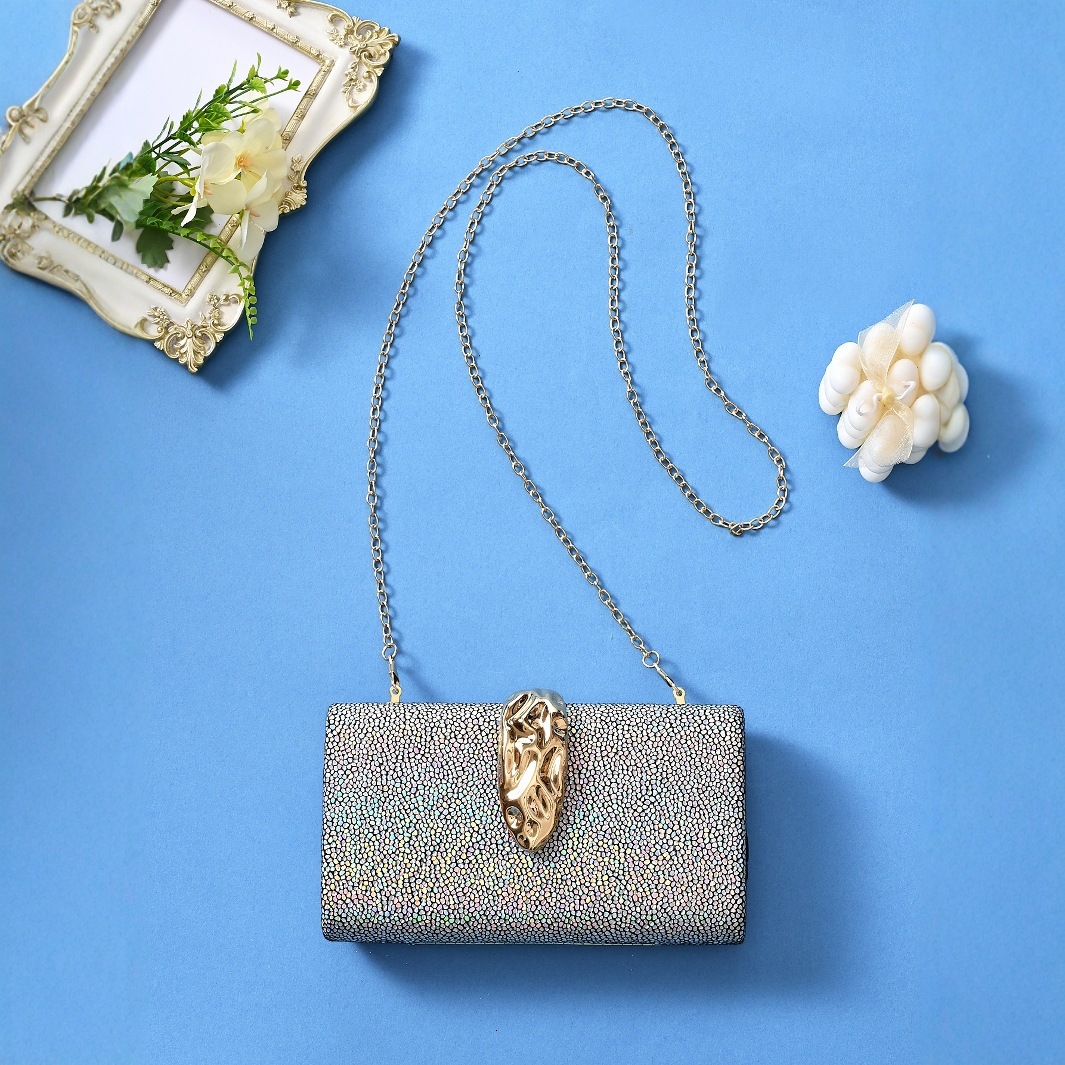 Colorful Metal Crack Simple Dinner Personalized Dress, Wedding Hand-Held Bag, Evening Bag