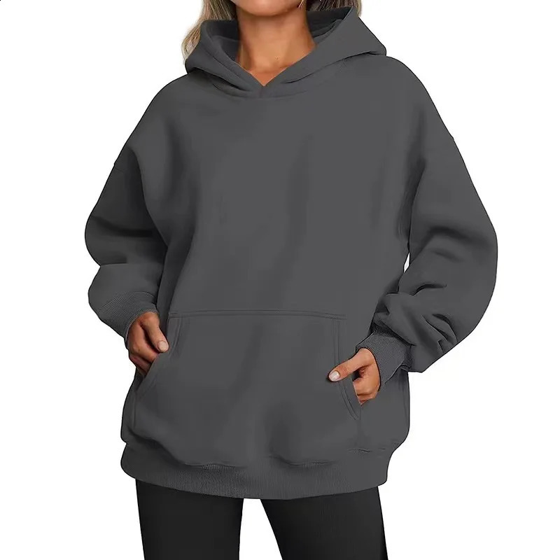 SpringFall Mens and womens plain blackgrey hooded sweatshirts Street wear Running Casual loose hoodie pullovers 250110