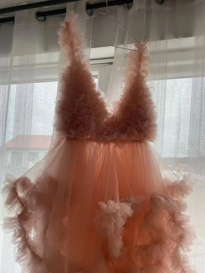 Pink Tulle Maternity Ball Gown For Po Shoot Sexy Baby Shower Pregnant Woman Dresses Long Female Pregnancy Pography Clothes 250114
