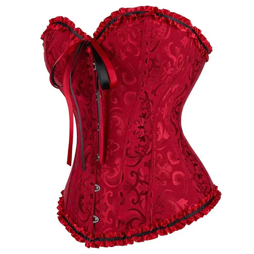 Women Corsets Top Floral Bustiers Lace Up Boned Corset Vintage Corselet Sexy Gothic Bustier Satin Korsett Rave Costume Plus Size W250120