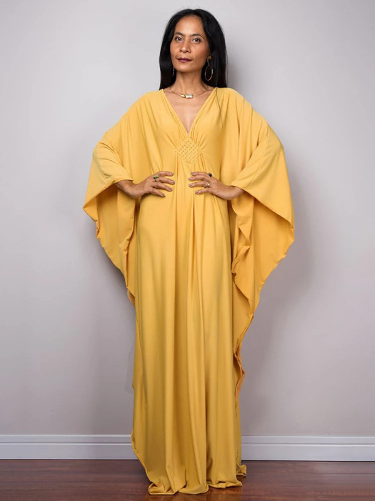 Womens Kimono Maxi Beach Dresses Bohemian Caftans Solid Swimsuit Cover Up Woven Decoration Swimwear Beachwear 18 Color 250122