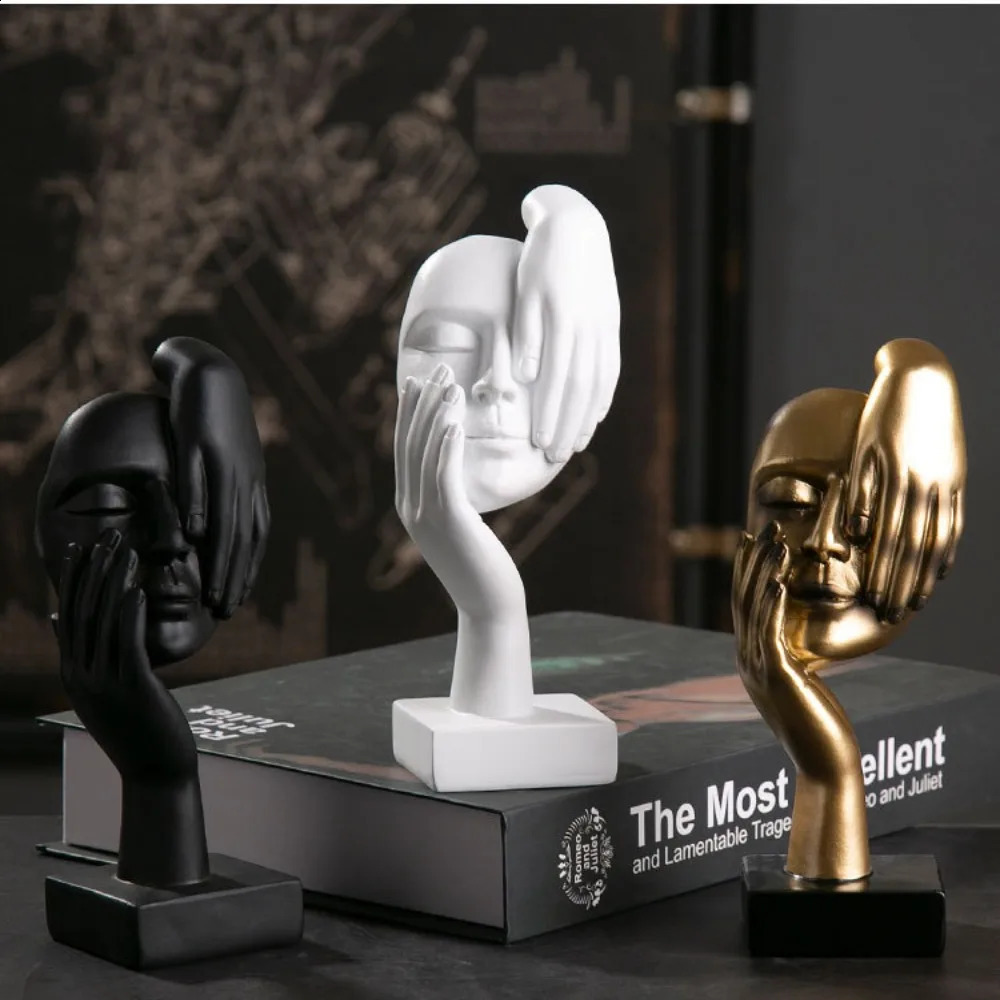Resin Abstract Desktop Ornaments Sculpture Figurines Face Character Nordic Light Art Crafts Office Home Decor 250117