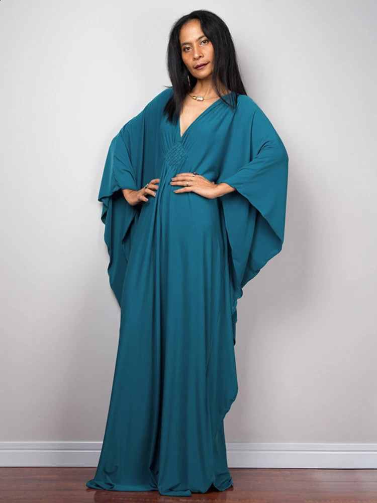 Womens Kimono Maxi Beach Dresses Bohemian Caftans Solid Swimsuit Cover Up Woven Decoration Swimwear Beachwear 18 Color 250122